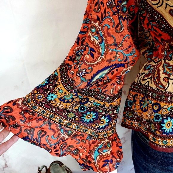 Free People gorgeous print surplice wrap top - Picture 11 of 14